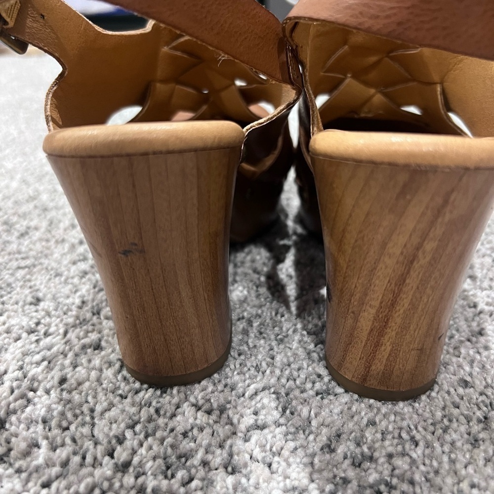 Korks Wynne Clogs Brown Strappy Heels Platform Faux Leather Women’s Size US 7 M - Picture 3 of 10